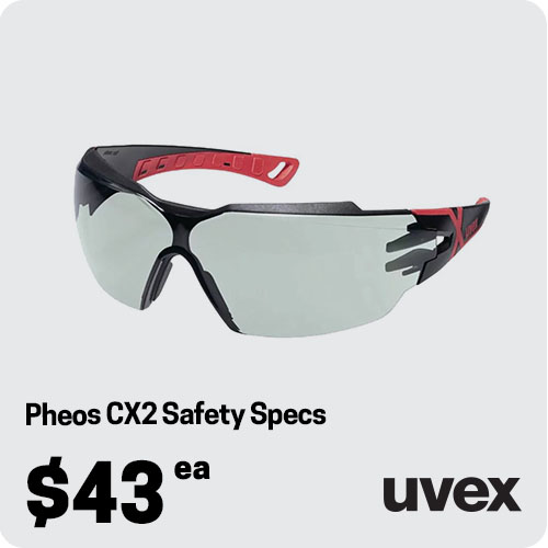 uvex 9198-181 Pheos CX2 IR-ex Safety Spectables - Shade 1.7 - Infradur Plus Lens - Anti-Fog / Anti-Scratch - Black/Red